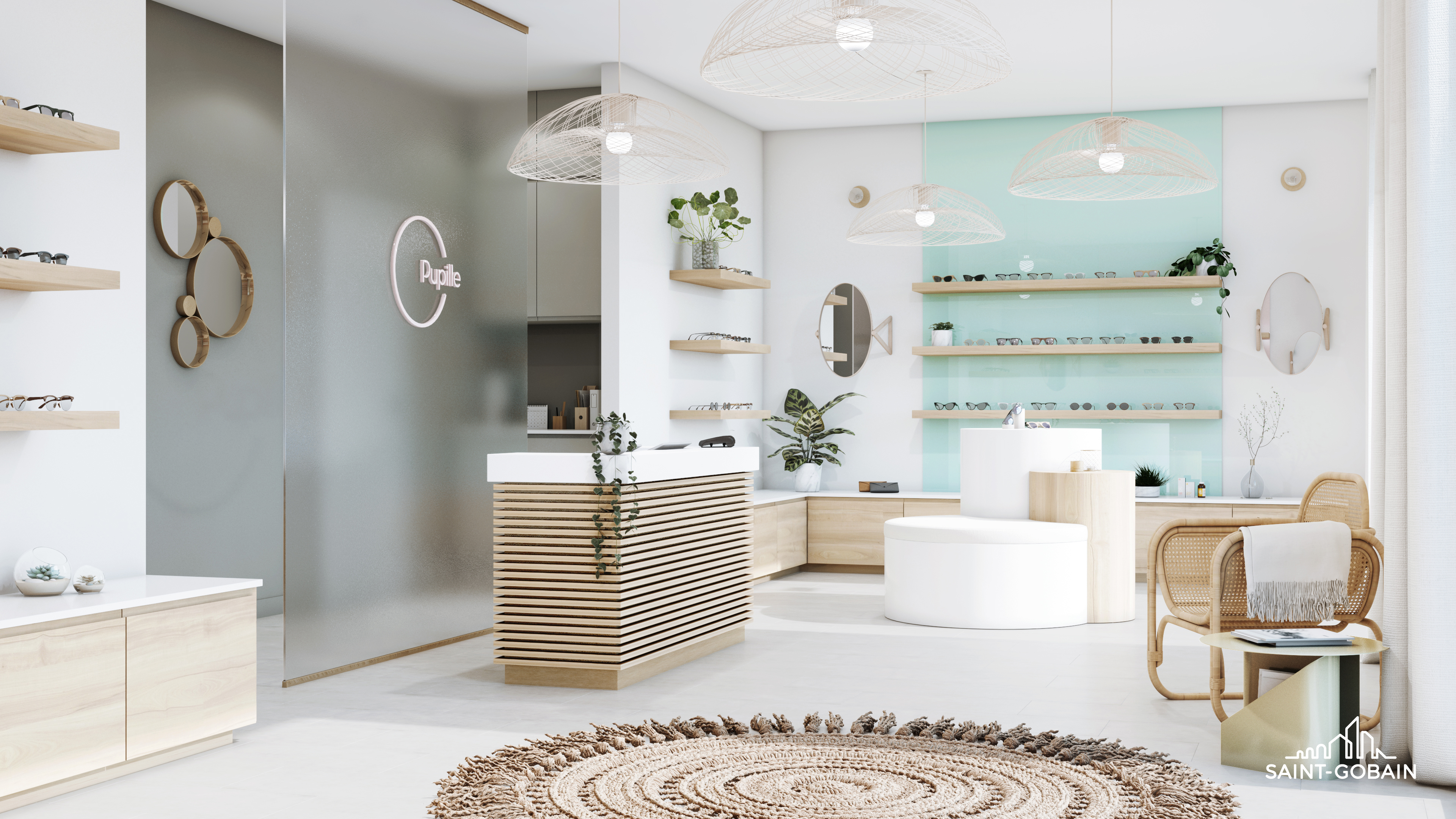 Boutique, Nature, Perspektive 1, Aqua marine, Vison | Saint-Gobain Glass